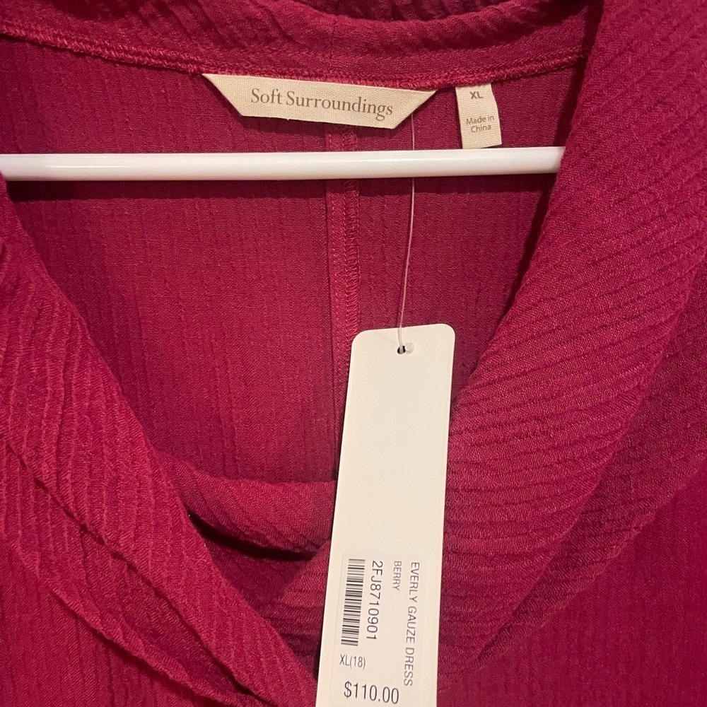 NWT Soft Surroundings Rich Fushia Long Sleeve Dress - Picture 2 of 6